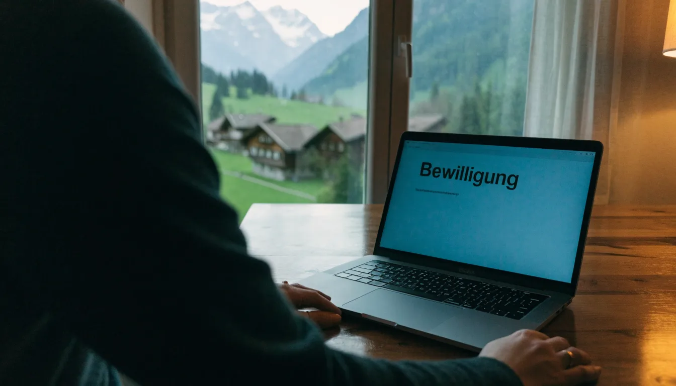 Ein Bergdorf mit Holzhäusern im Tal an einem klaren Morgen, über den Dächern liegen Nebelschwaden und im Hintergrund Gipfel.
