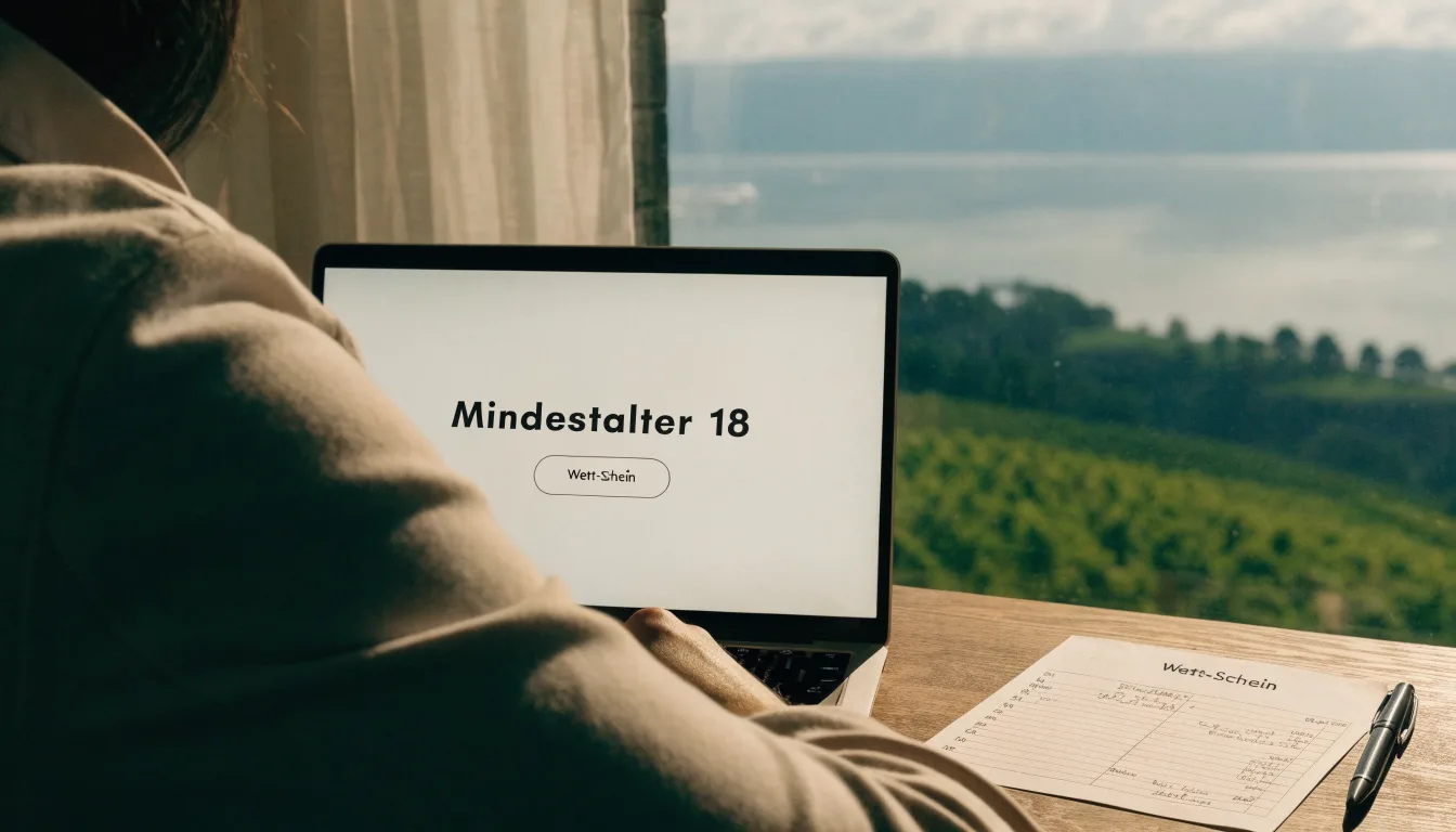 Terrassierte Weinberge über einem See im Morgendunst, am Ufer liegt ein kleines Dorf.