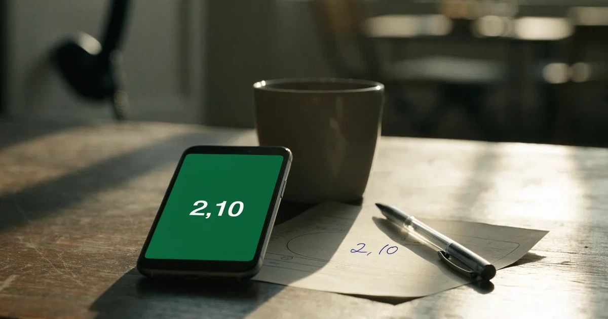 Eine leere Geldbörse aus Leder liegt geöffnet auf einem Tisch, daneben ein Kugelschreiber und ein Smartphone mit dunklem Display.