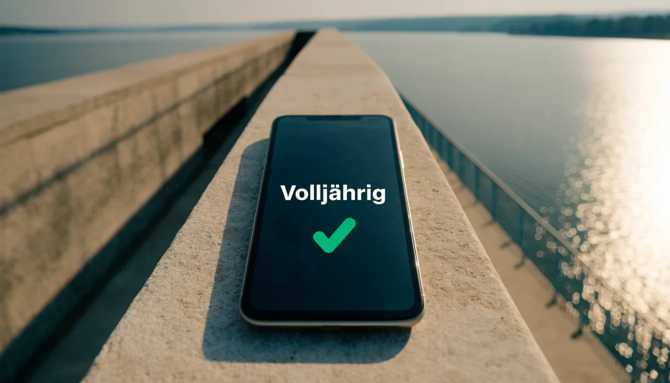 Ein Fahrrad lehnt an einem Geländer einer Uferpromenade an einem See im Sonnenlicht.