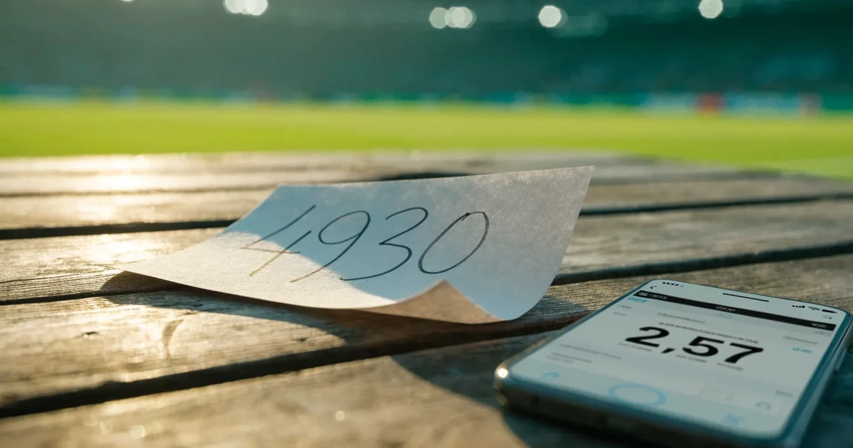 Zwei Fussballschuhe stehen nebeneinander auf einer Holzbank in einer leeren Umkleidekabine.