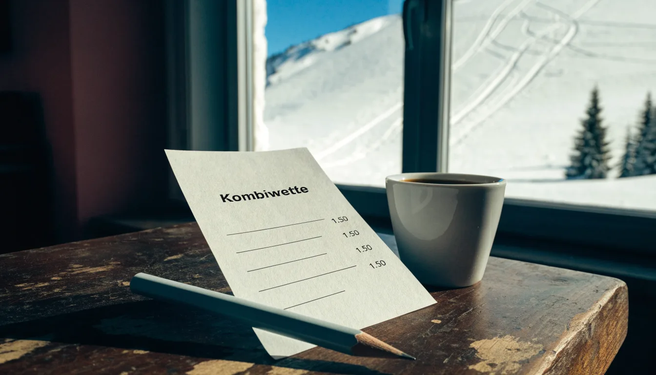 Ein Skihang mit frischen Spuren im Neuschnee unter blauem Himmel, am Rand stehen verschneite Tannen.